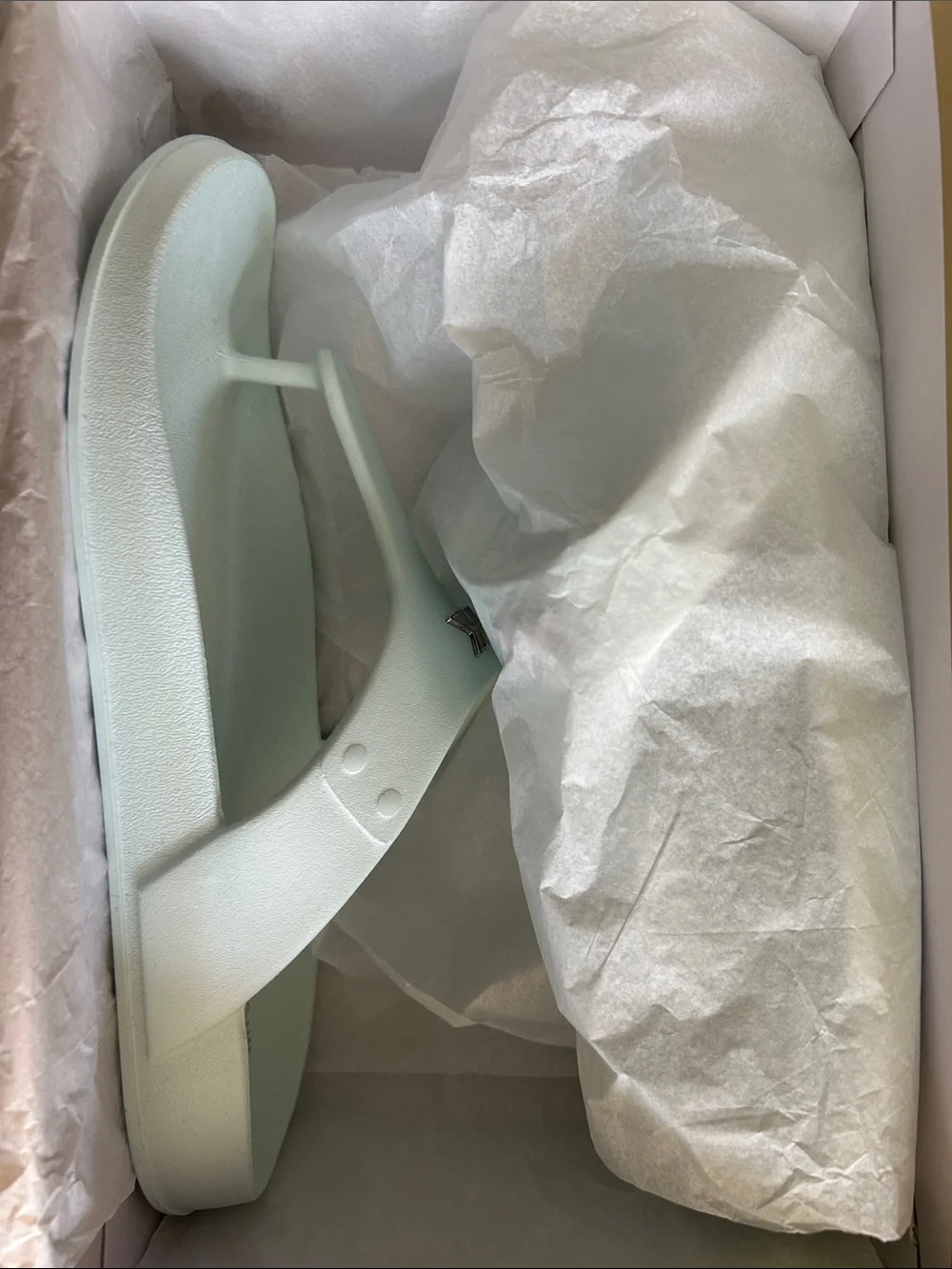 Michael Kors White Thong Sandals with Rose Gold MK Logo